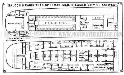 City of Antwerp – Image showing the cabin plan of the Inman Line steamship…