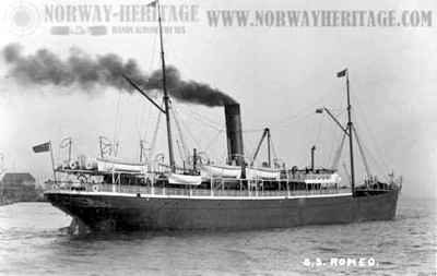 Romeo – Wilson Line steamship built 1881 at Hull, England by Earles…