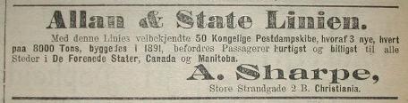 Allan & State Line 1892 - A. Sharpe