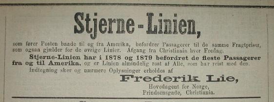 1879 Stjerne Linien - Frederik Lie