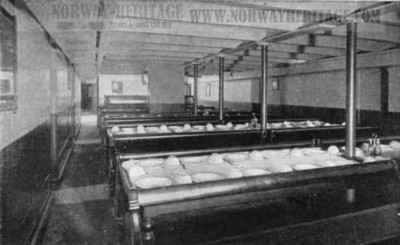 Saxonia - Ivernia – Dining sallon for steerage (3rd class) passengers on the…