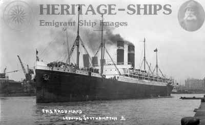 Kroonland, Red Star Line steamship - at Southampton