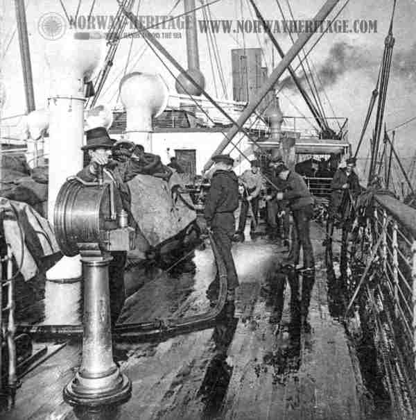 Washing the deck