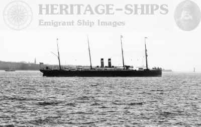 Parisian - pre 1899 – Allan Line stemaship Parisian departing the Mersey. Built…