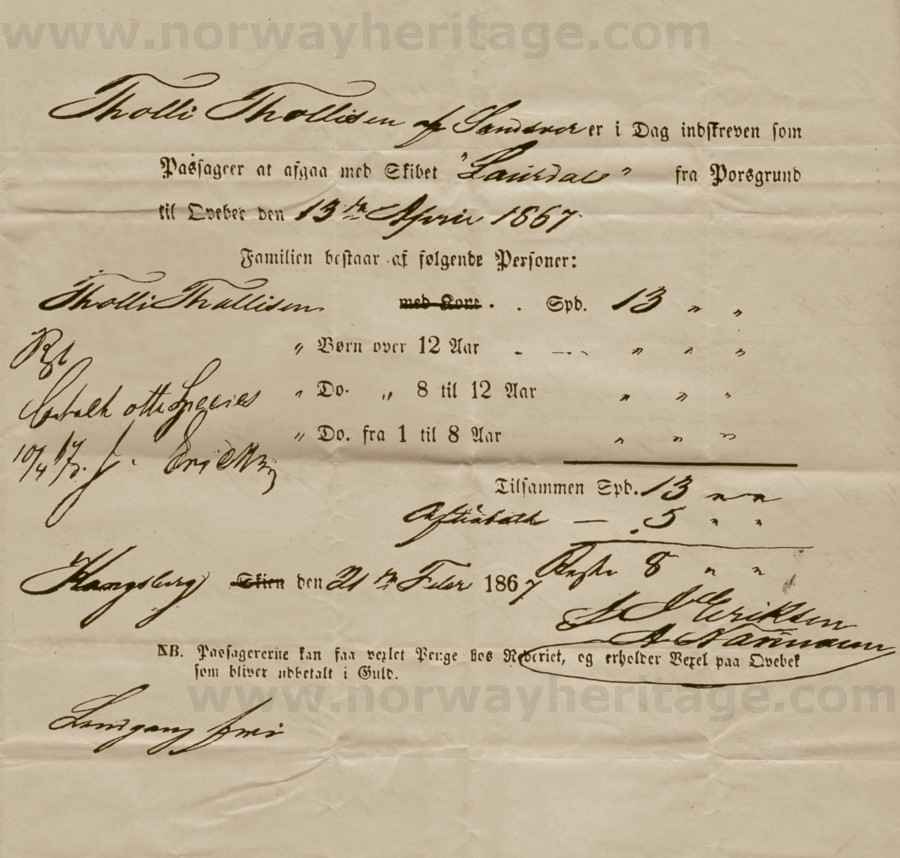 passenger ticket 1867