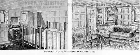 Kristianiafjord - Bergensfjord – Norwegian America Line steamship, Cabin De Luxe - En Suite…