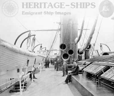 Westphalia (1) - Hamburg America Line steamship - deck scene