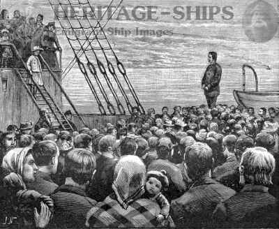 Sunday Service for the steerage passengers on the steamer