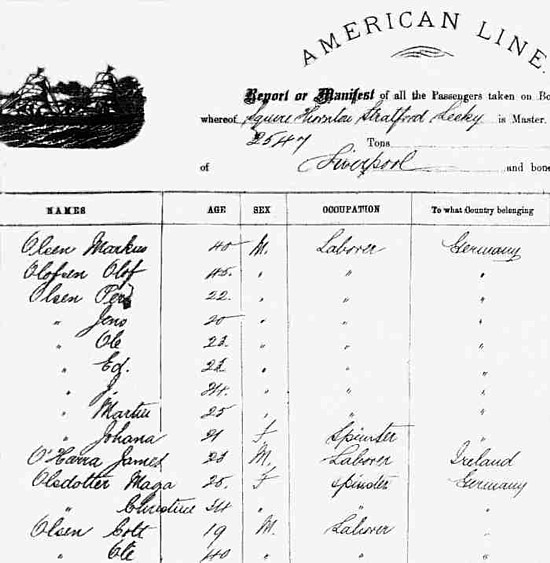 Passenger Lists- American Line