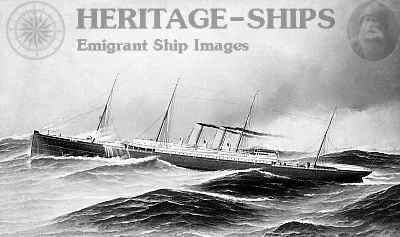 Lahn, Norddeutscher Lloyd steamship - the ship as originally built with 4 masts